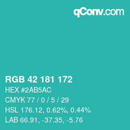 Color code: RGB 42 181 172 | qconv.com