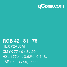 Color code: RGB 42 181 175 | qconv.com