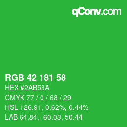 Color code: RGB 42 181 58 | qconv.com