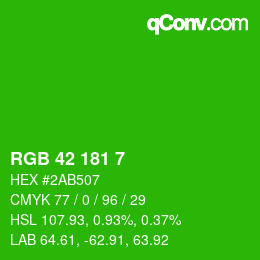 Color code: RGB 42 181 7 | qconv.com