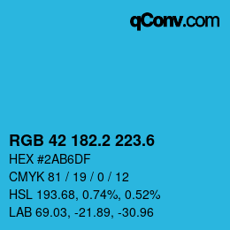 カラーコード: RGB 42 182.2 223.6 | qconv.com