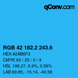 カラーコード: RGB 42 182.2 243.6 | qconv.com