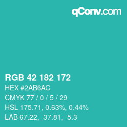 颜色代码: RGB 42 182 172 | qconv.com