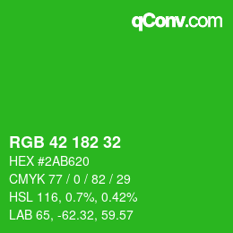 Color code: RGB 42 182 32 | qconv.com