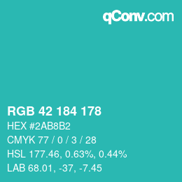 Color code: RGB 42 184 178 | qconv.com