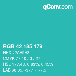 Color code: RGB 42 185 179 | qconv.com