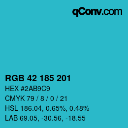 Color code: RGB 42 185 201 | qconv.com