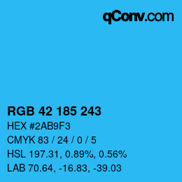 Color code: RGB 42 185 243 | qconv.com