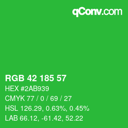 カラーコード: RGB 42 185 57 | qconv.com