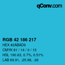 Color code: RGB 42 186 217 | qconv.com