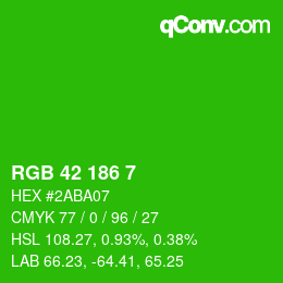 Color code: RGB 42 186 7 | qconv.com
