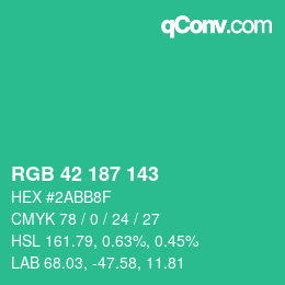 Color code: RGB 42 187 143 | qconv.com