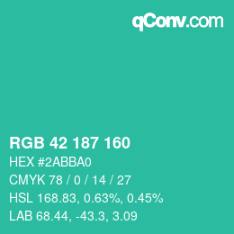 Color code: RGB 42 187 160 | qconv.com