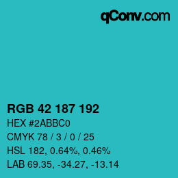 Color code: RGB 42 187 192 | qconv.com