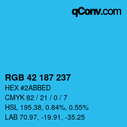 Color code: RGB 42 187 237 | qconv.com