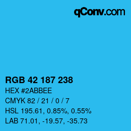 Color code: RGB 42 187 238 | qconv.com