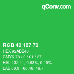Color code: RGB 42 187 72 | qconv.com