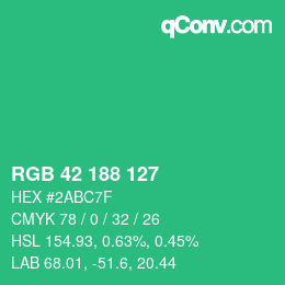 Color code: RGB 42 188 127 | qconv.com