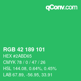 Color code: RGB 42 189 101 | qconv.com