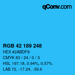 Color code: RGB 42 189 248 | qconv.com