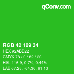 カラーコード: RGB 42 189 34 | qconv.com