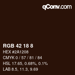 Color code: RGB 42 18 8 | qconv.com