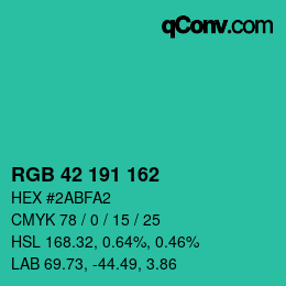 Color code: RGB 42 191 162 | qconv.com