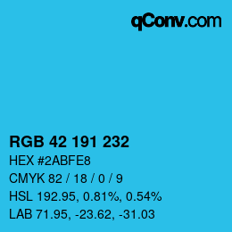Color code: RGB 42 191 232 | qconv.com