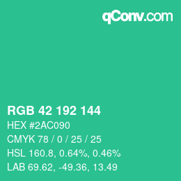 カラーコード: RGB 42 192 144 | qconv.com