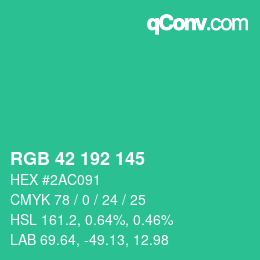 Color code: RGB 42 192 145 | qconv.com