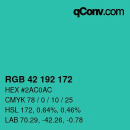 Color code: RGB 42 192 172 | qconv.com