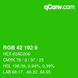 カラーコード: RGB 42 192 6 | qconv.com