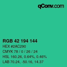 Color code: RGB 42 194 144 | qconv.com