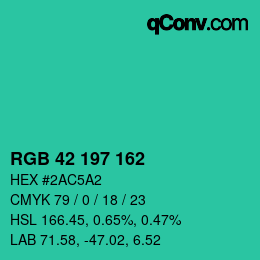 Color code: RGB 42 197 162 | qconv.com
