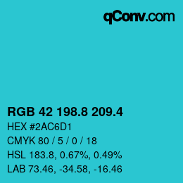 カラーコード: RGB 42 198.8 209.4 | qconv.com