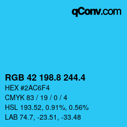 カラーコード: RGB 42 198.8 244.4 | qconv.com
