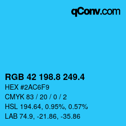 カラーコード: RGB 42 198.8 249.4 | qconv.com