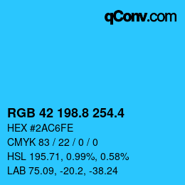 カラーコード: RGB 42 198.8 254.4 | qconv.com