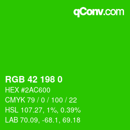 Color code: RGB 42 198 0 | qconv.com