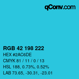 Color code: RGB 42 198 222 | qconv.com