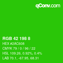 Color code: RGB 42 198 8 | qconv.com