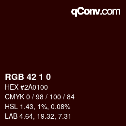 Color code: RGB 42 1 0 | qconv.com