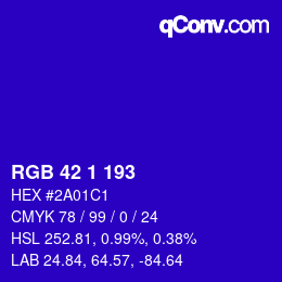 Color code: RGB 42 1 193 | qconv.com