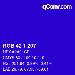 Color code: RGB 42 1 207 | qconv.com