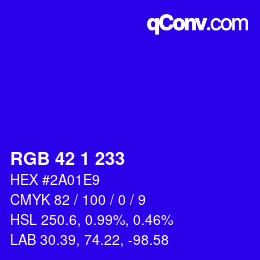 Color code: RGB 42 1 233 | qconv.com