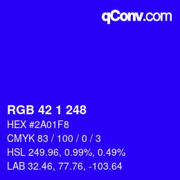 カラーコード: RGB 42 1 248 | qconv.com