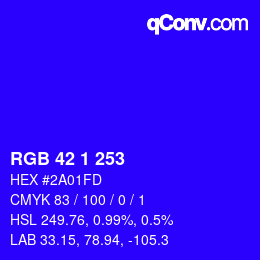 カラーコード: RGB 42 1 253 | qconv.com