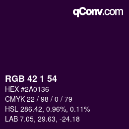 Color code: RGB 42 1 54 | qconv.com