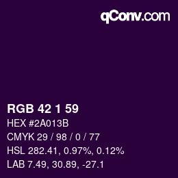 カラーコード: RGB 42 1 59 | qconv.com