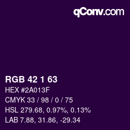 Color code: RGB 42 1 63 | qconv.com